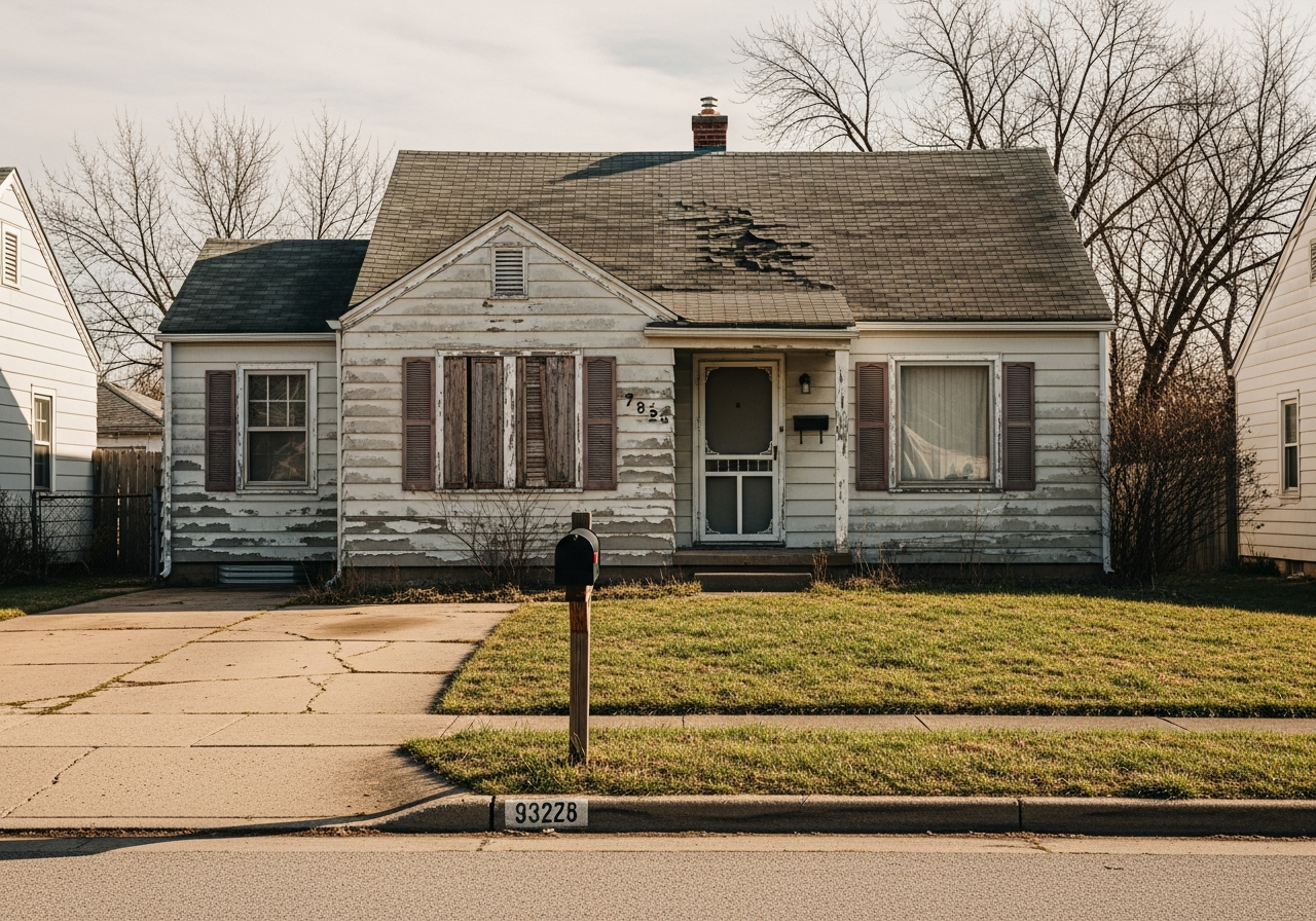A modest single-story home that needs a little work — the kind of property our buyers love